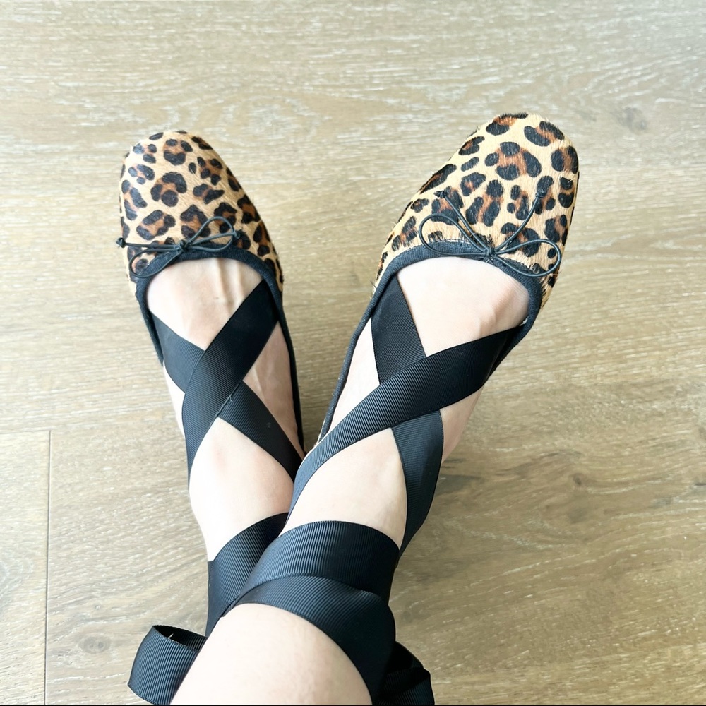 Zara Laceup Leopard Flats